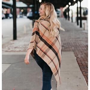 CLEARANCE SALE!!! 575. Camel Button Plaid Scarf